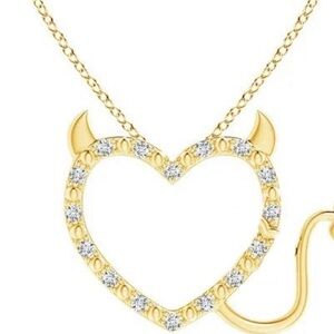 Gold devil necklace with chain 18”. New and sparkle 14k gold plated necklace